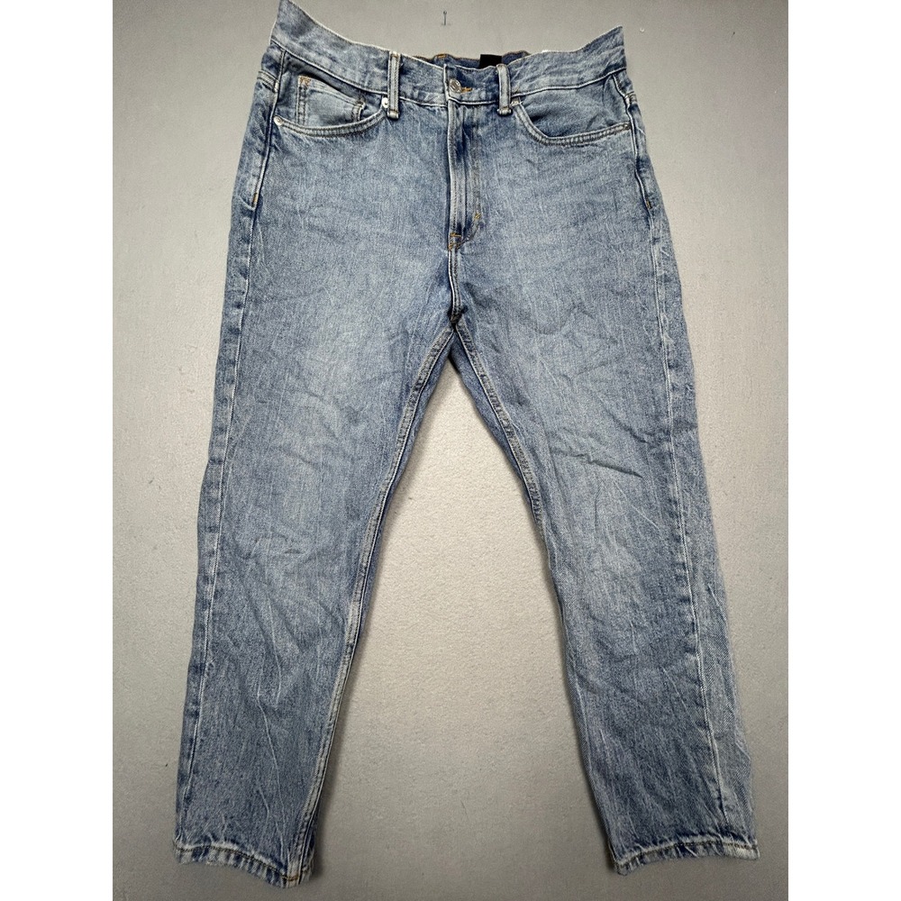 H&M Relaxed Tapered Jeans 100% Cotton Light Wash Blue 33/32 Mens